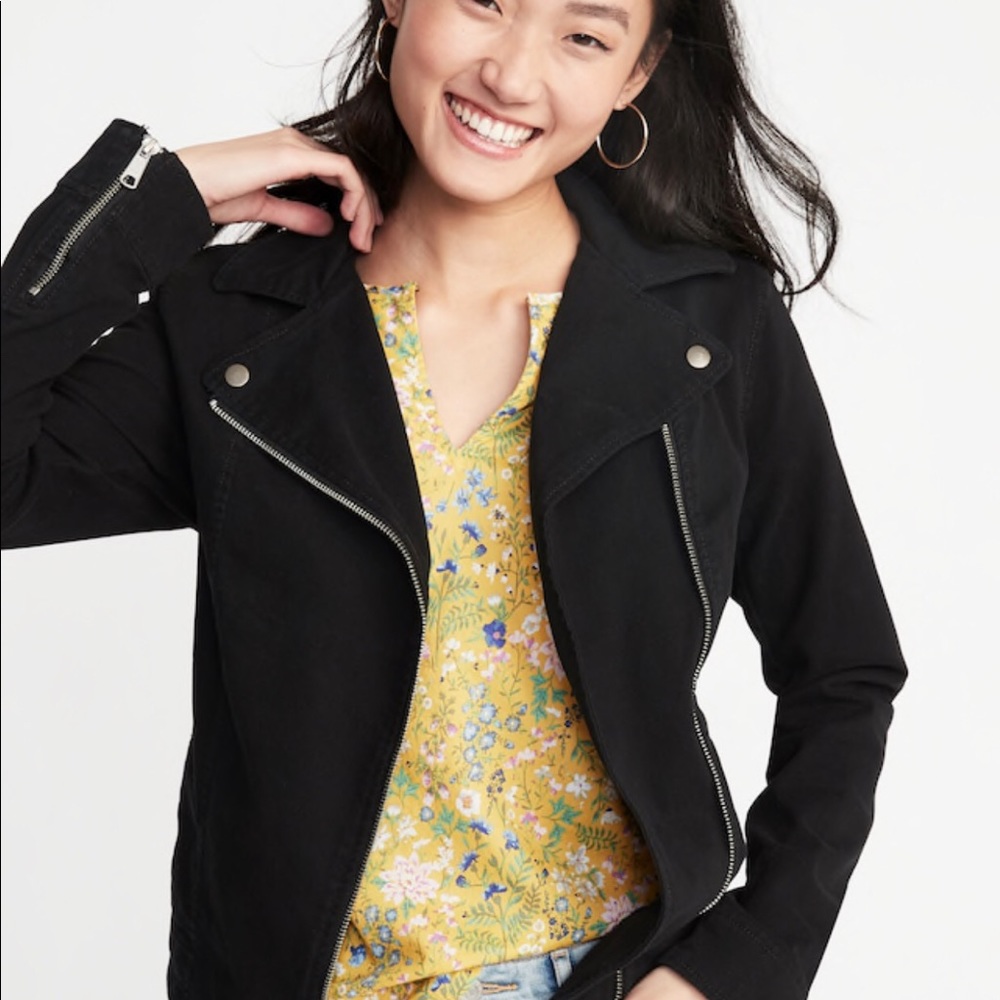 NWT XL Old Navy Motto Suede Black Jacket N/Leather